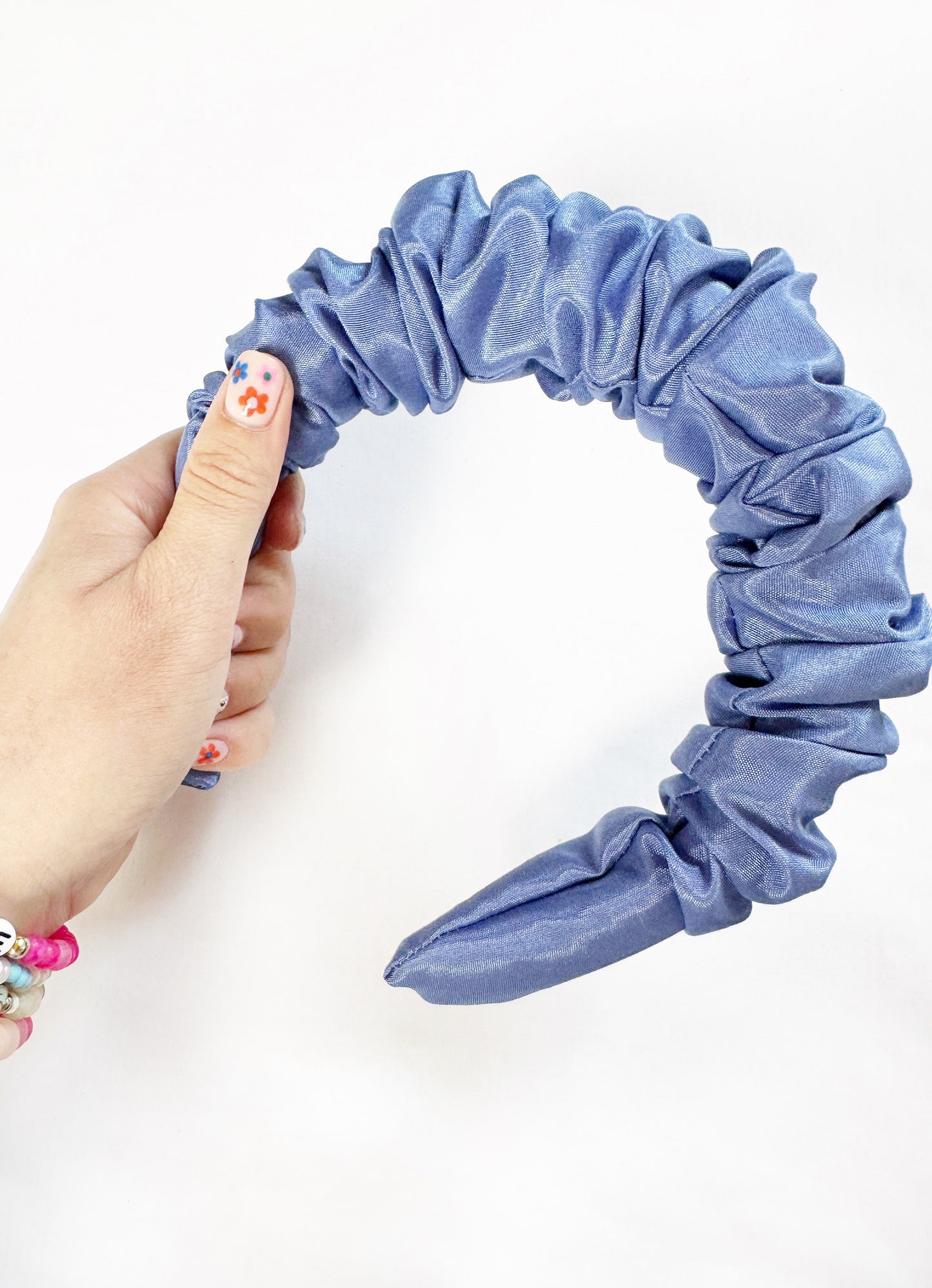 Ruffled Headband in Periwinkle Taffeta