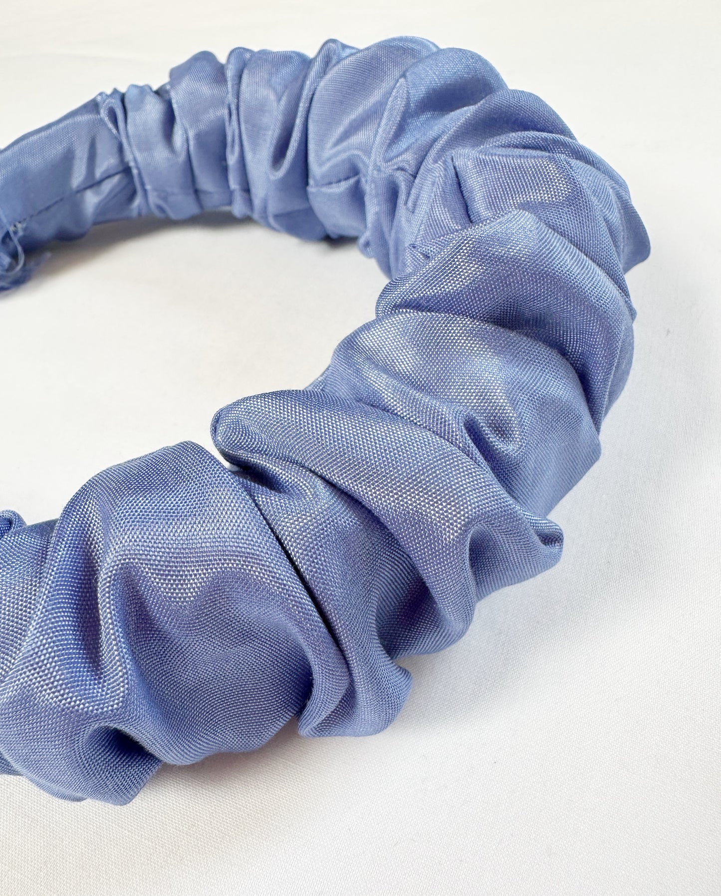 Ruffled Headband in Periwinkle Taffeta