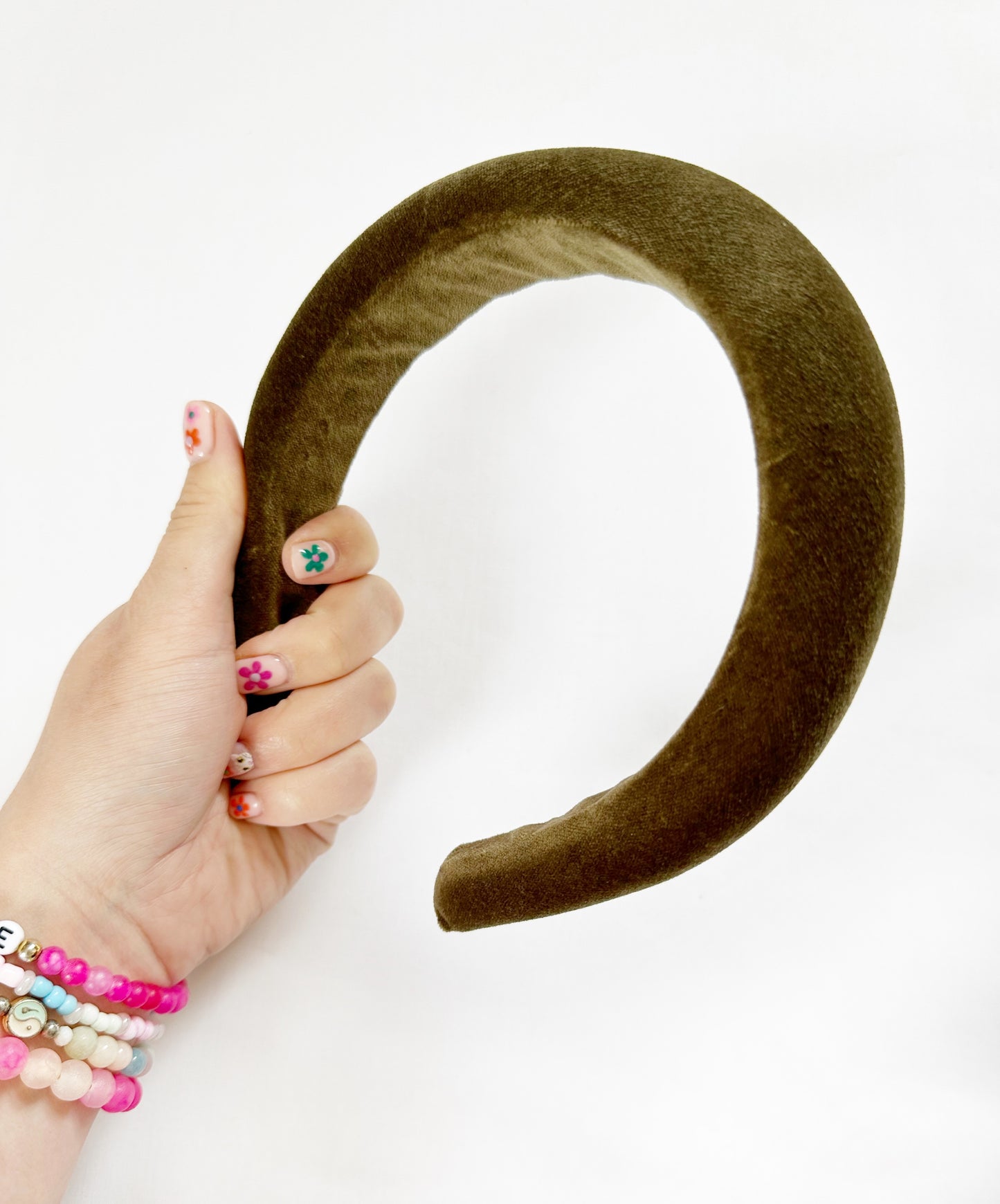Padded Headband in Olive Velvet