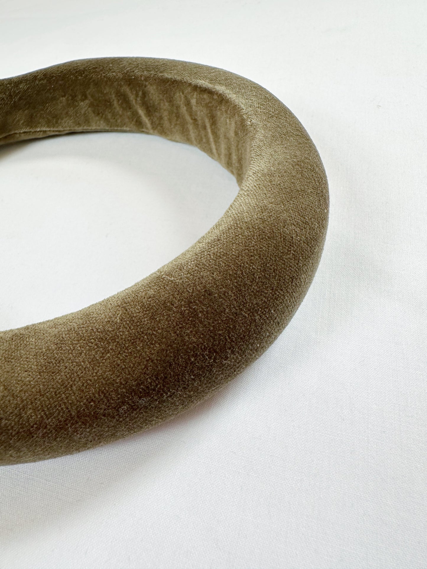 Padded Headband in Olive Velvet