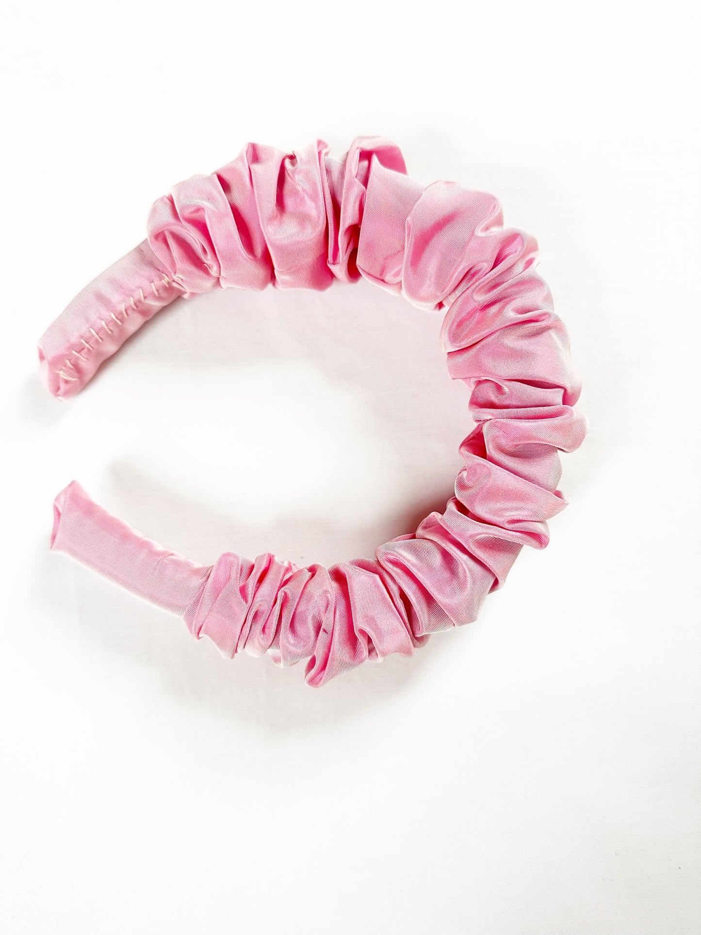 Ruffle Headband in pink taffeta