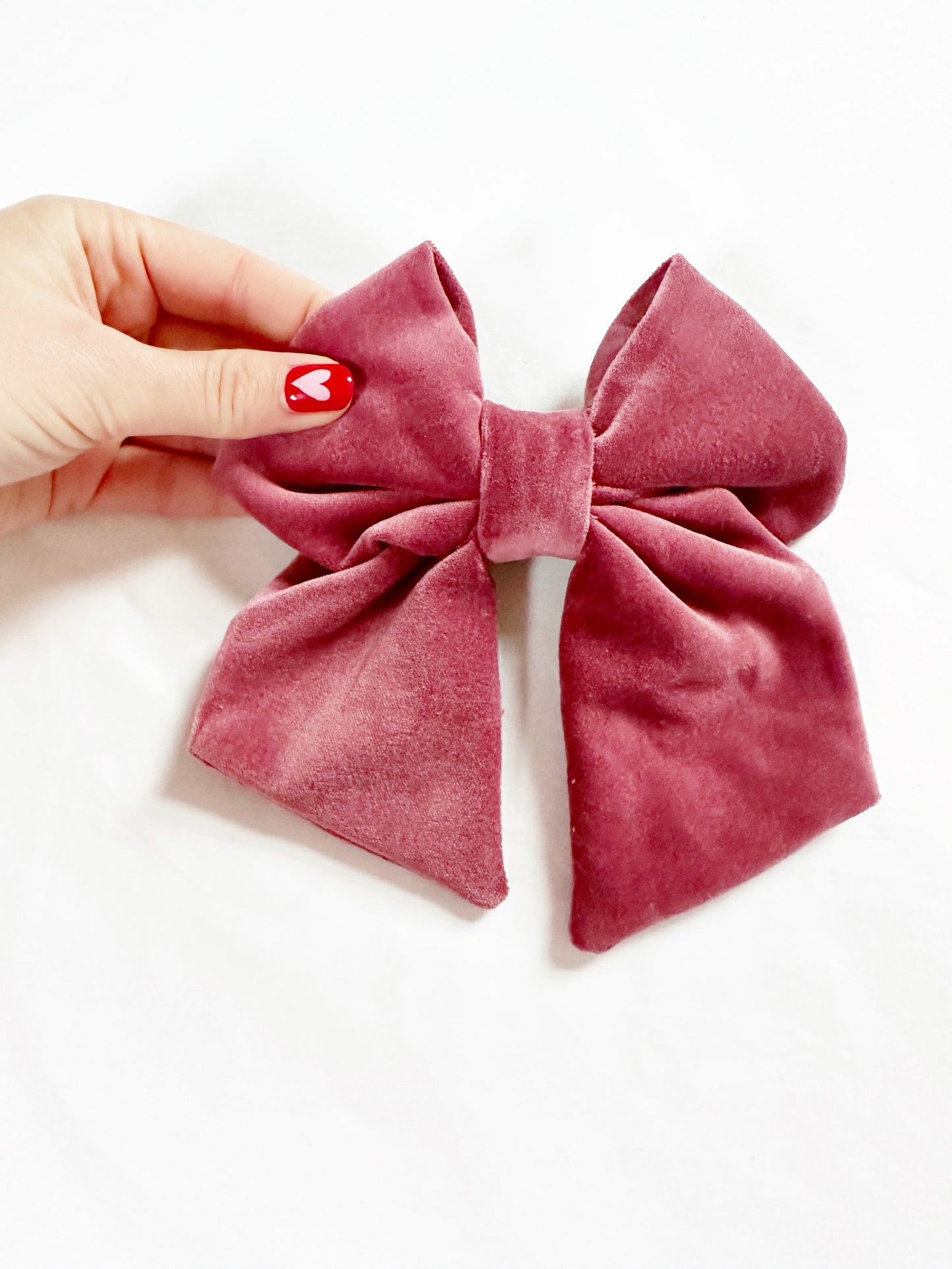 Hair Bow in antique rose velvet