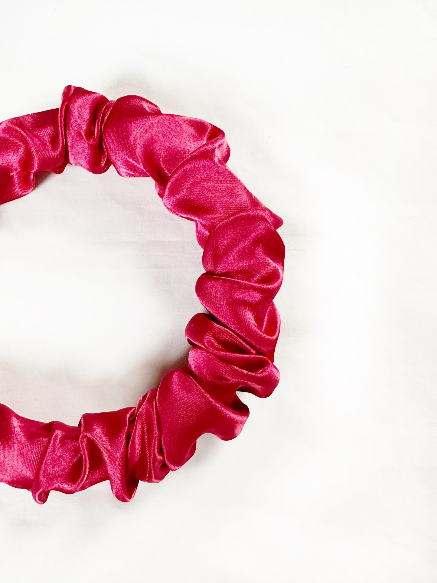 Ruffle Headband in pinky red silk