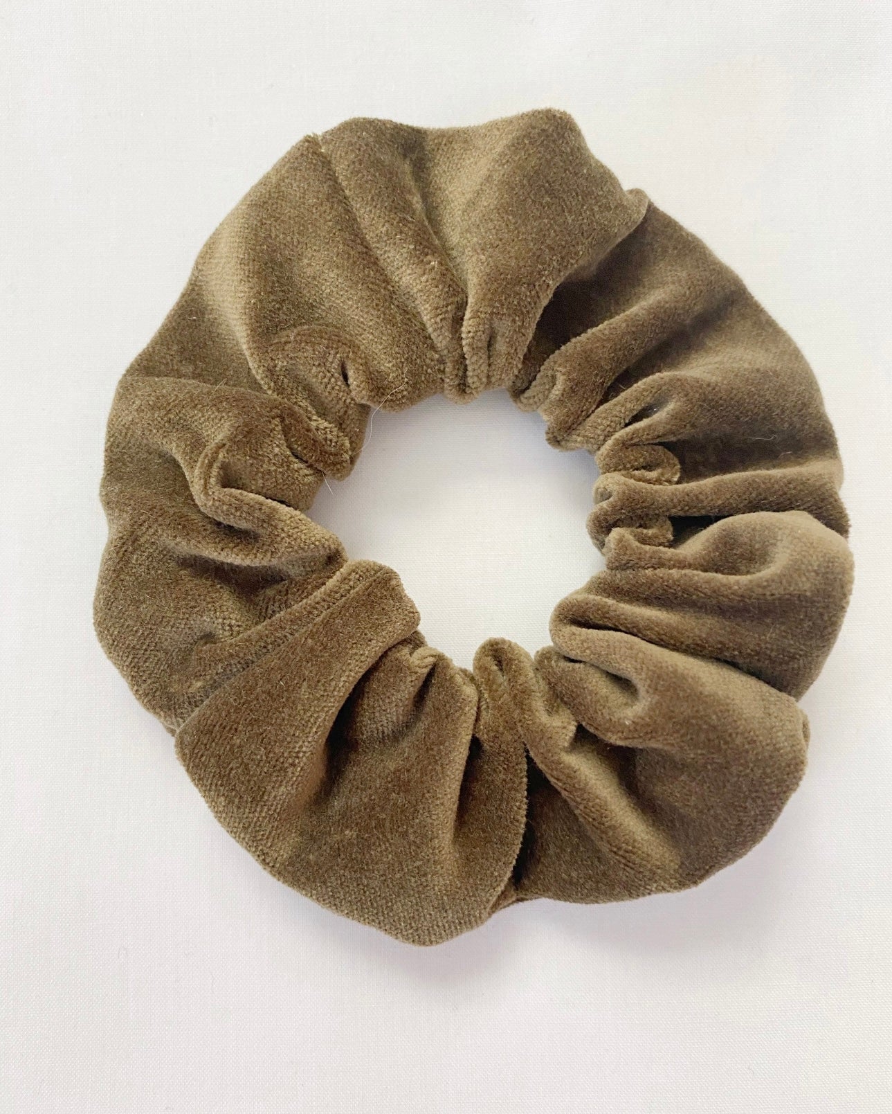 Mini Scrunchie in Olive Velvet