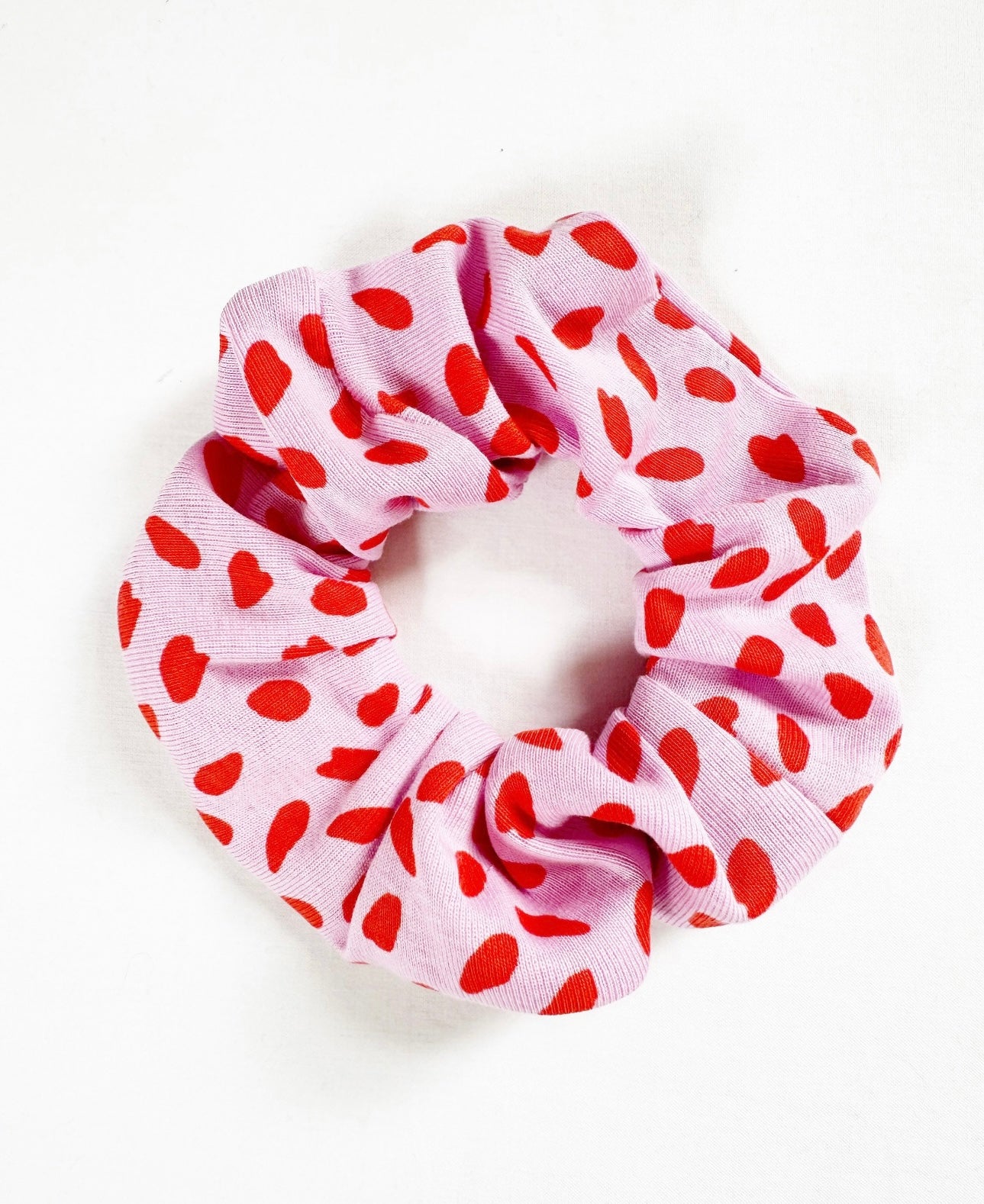 OG Scrunchie in Pink with Red Splats