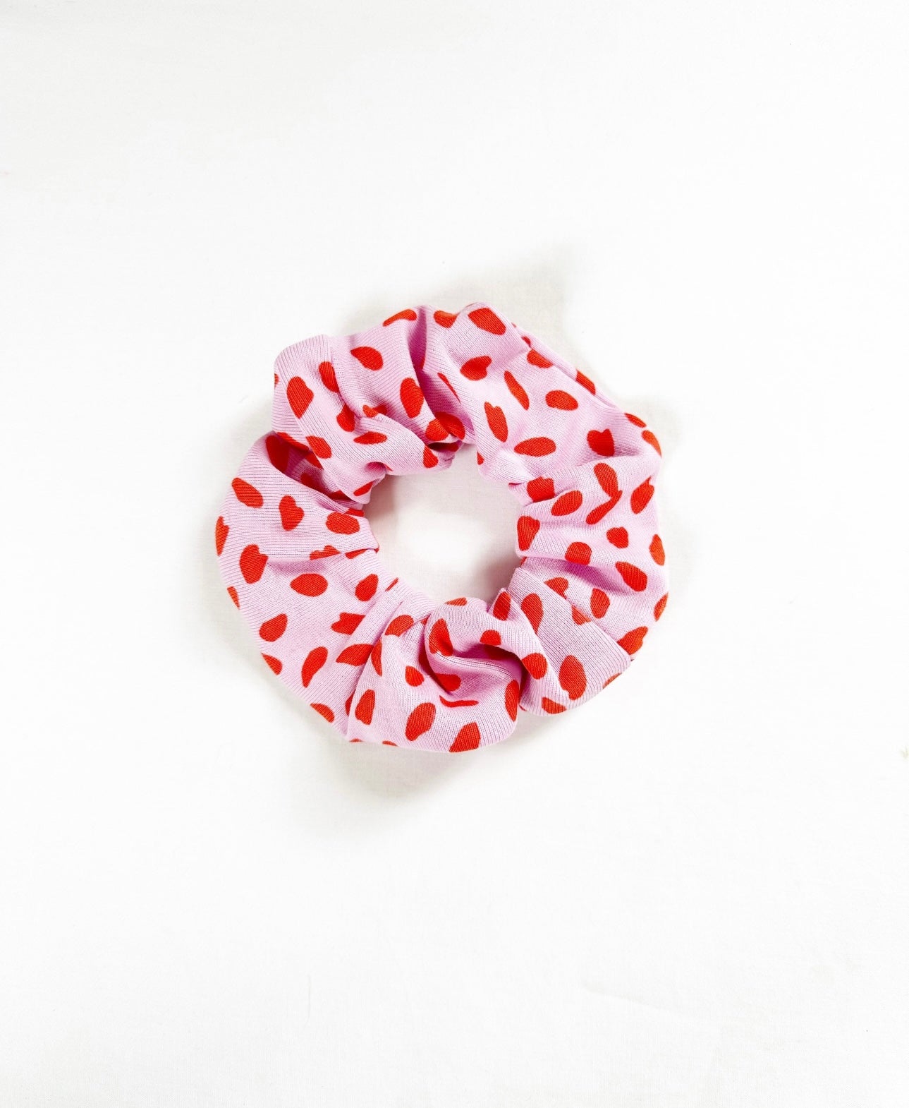 Mini Scrunchie in Pink with Red Splats