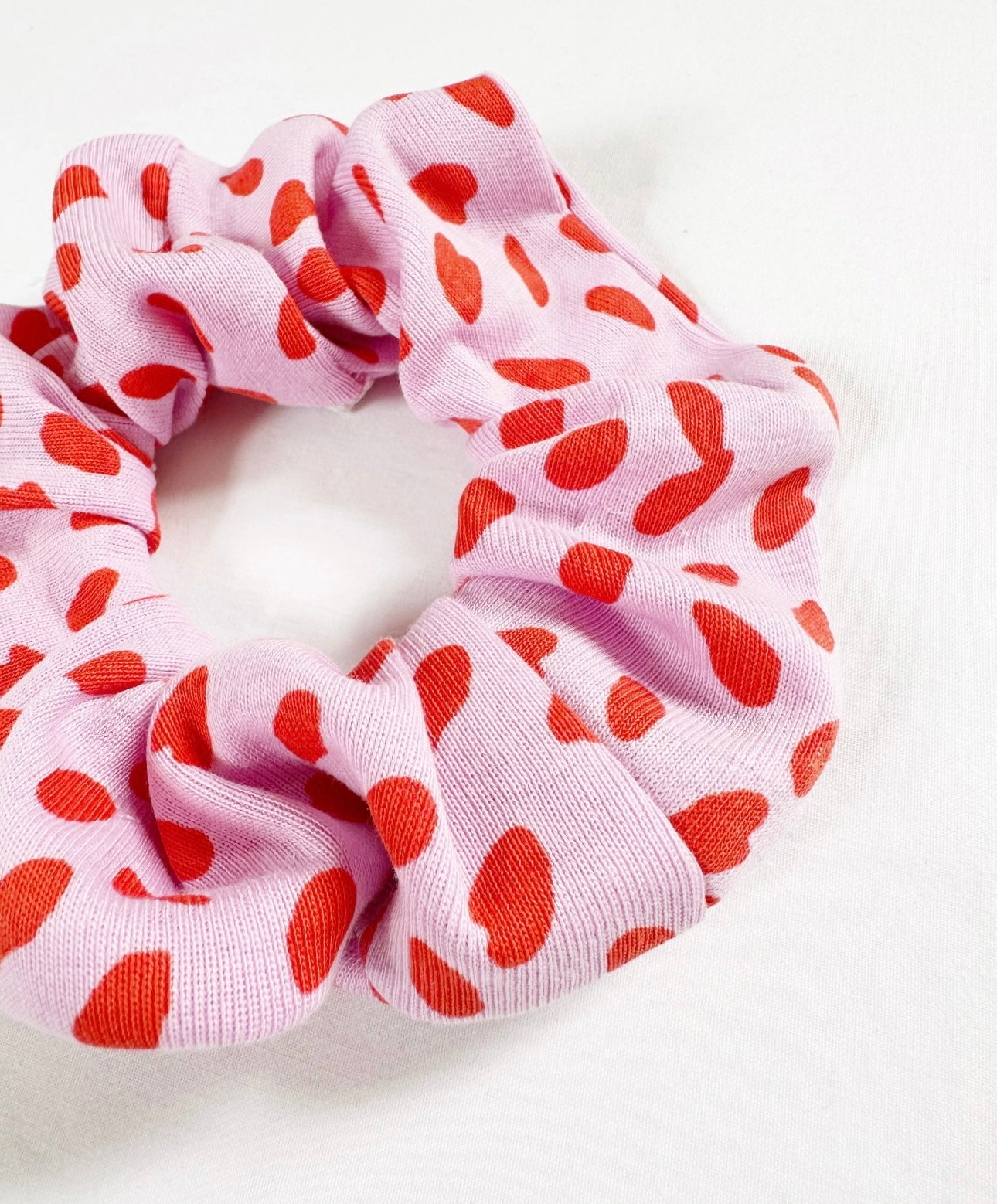 Mini Scrunchie in Pink with Red Splats