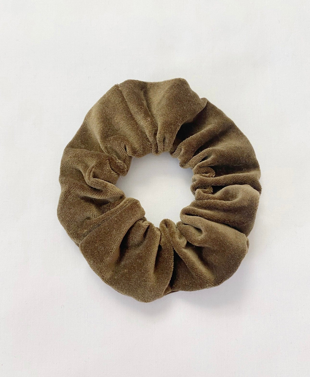 Mini Scrunchie in Olive Velvet