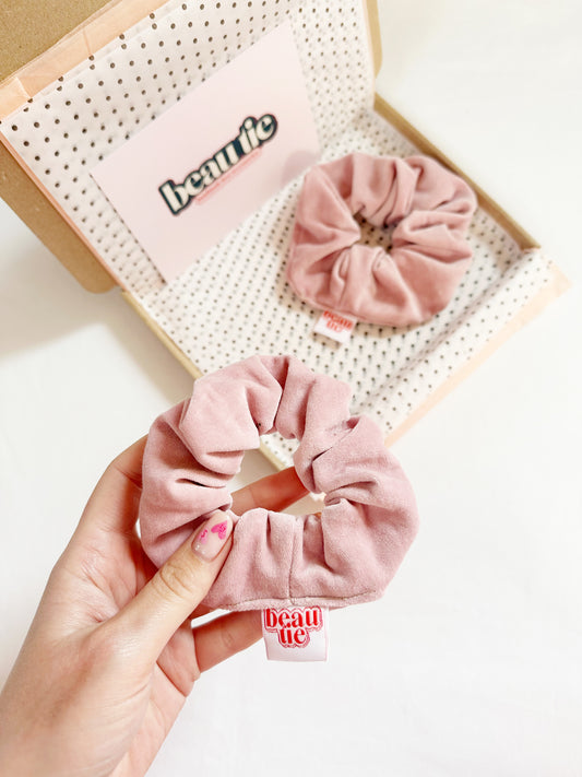 Scrunchie gift set OG & mini blush pink velvet