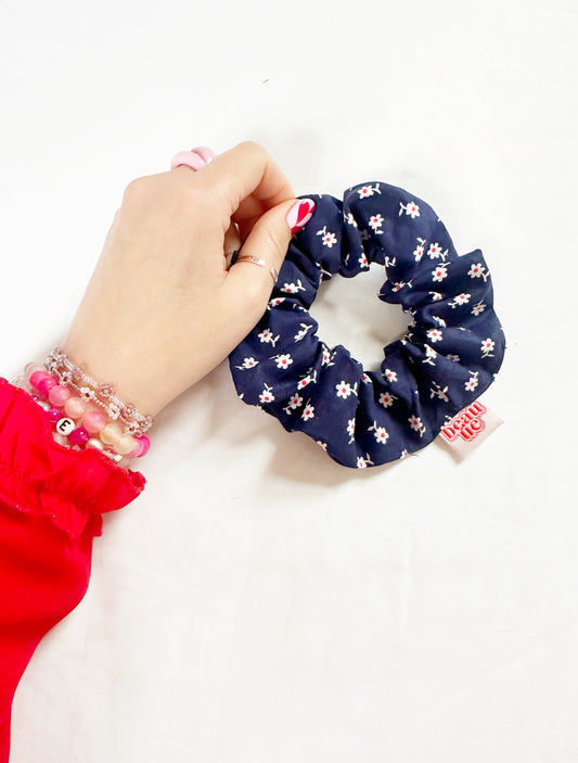 OG scrunchie in vintage navy floral