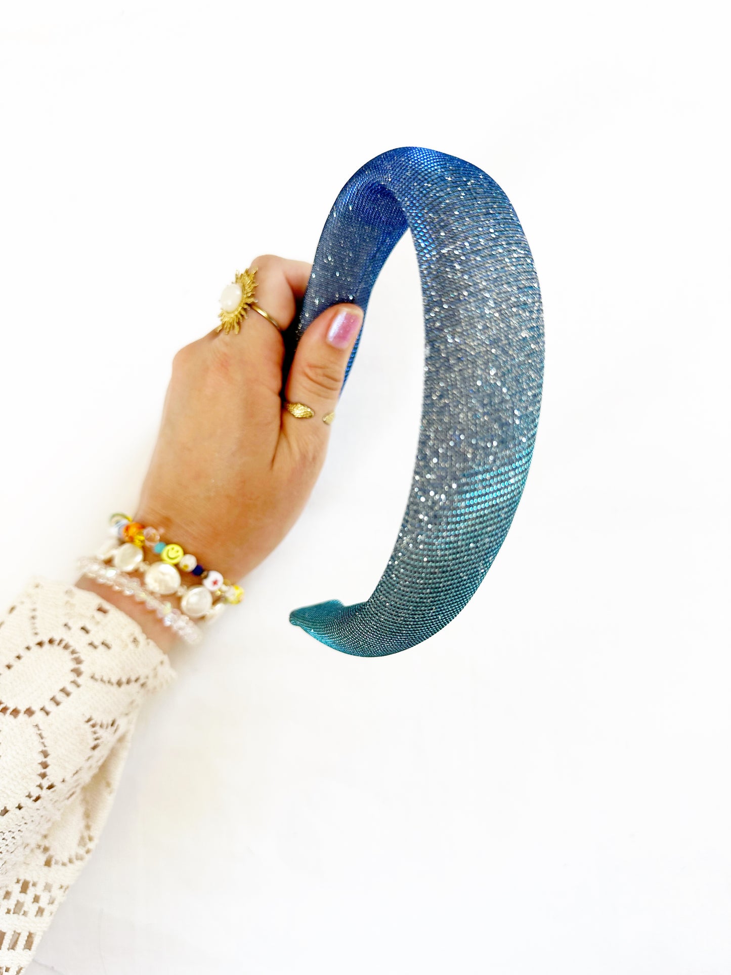 Classic Headband in blue glitter