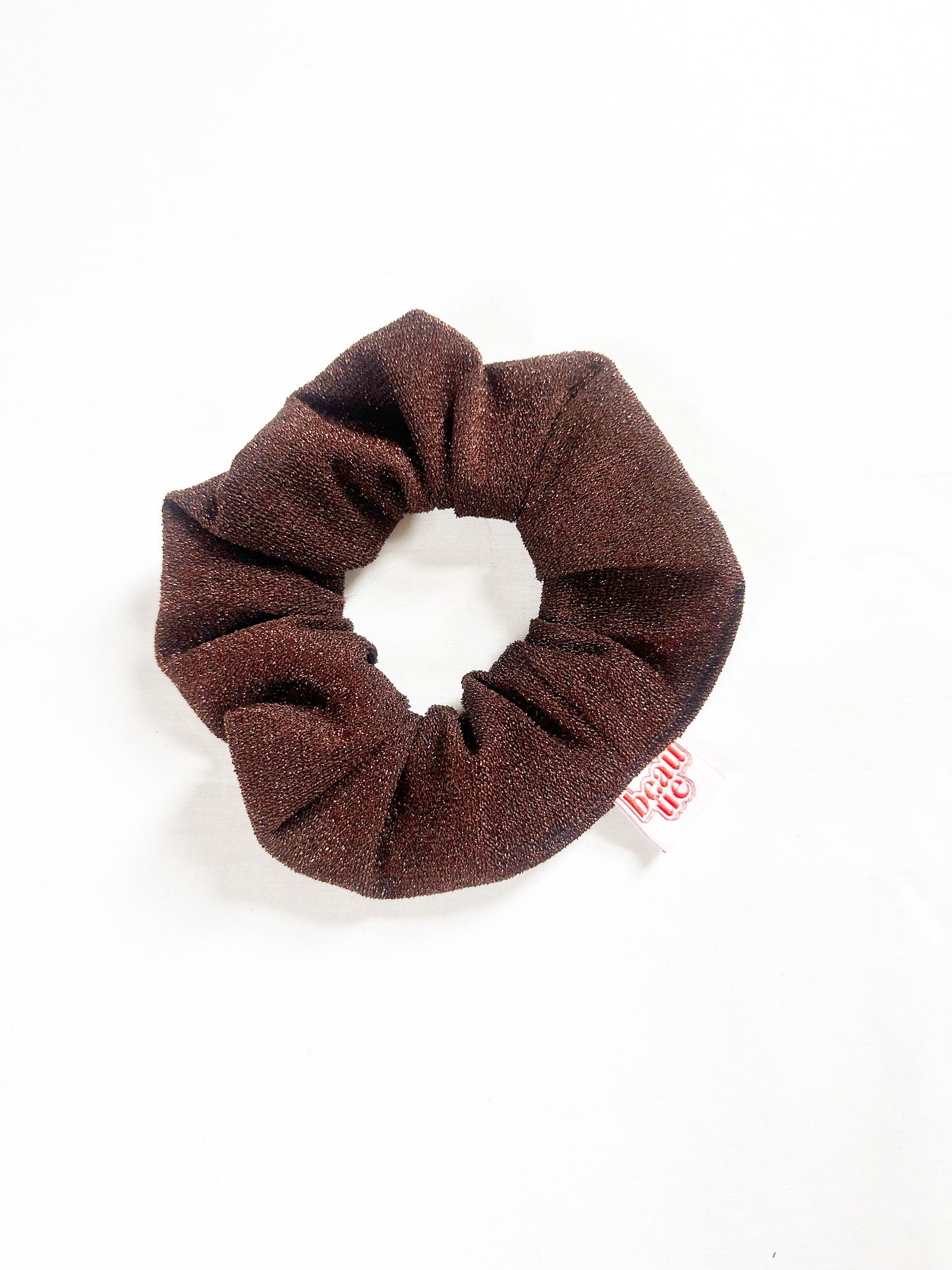 OG scrunchie in brown glitter
