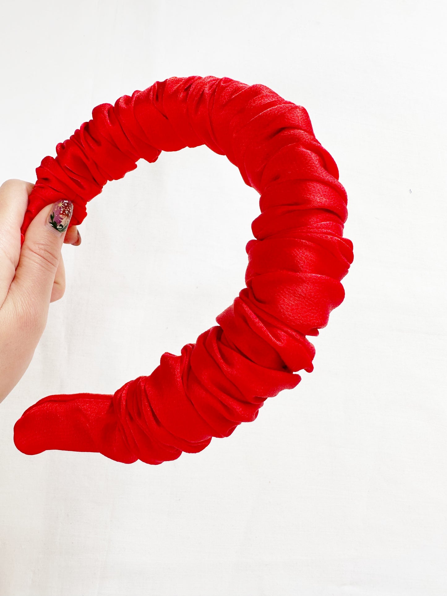 Ruffle Headband in red silk