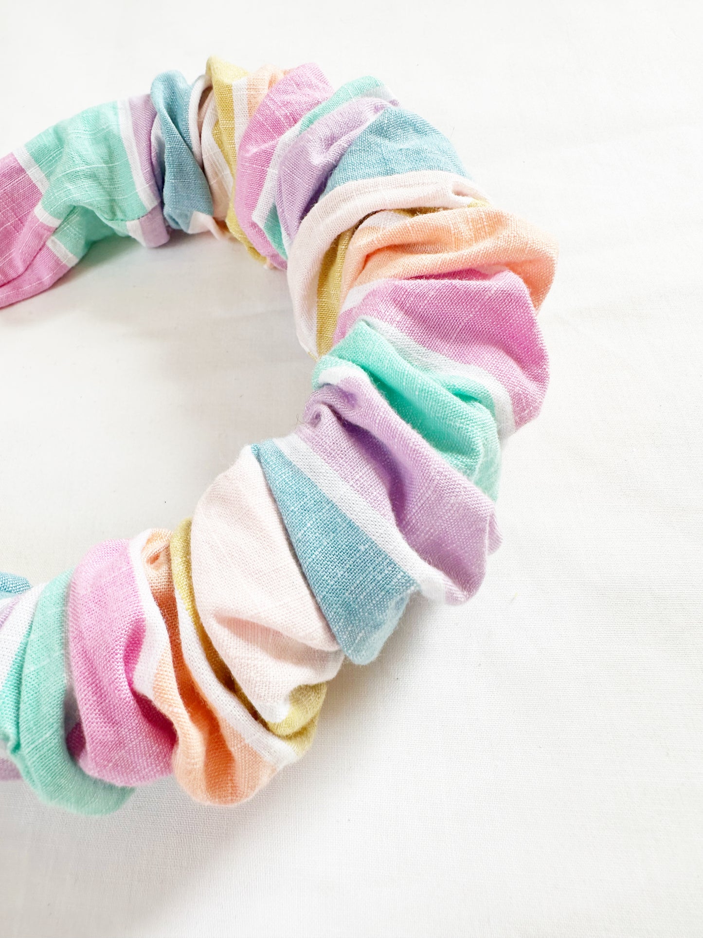 Ruffle Headband in pastel beach stripes