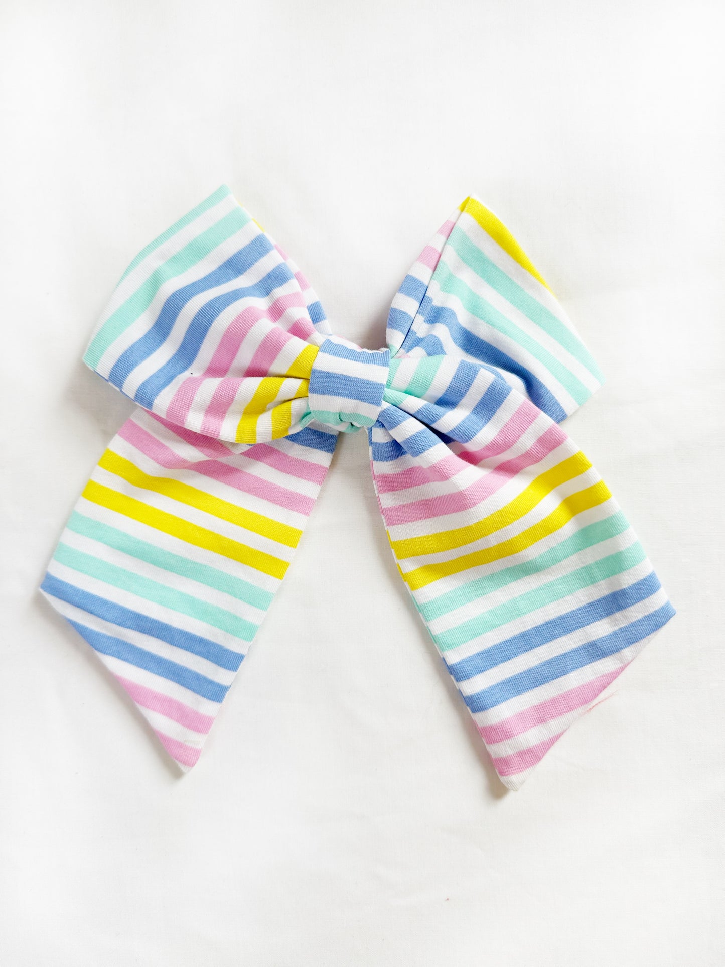 Beau hair bow in bright beach stripes