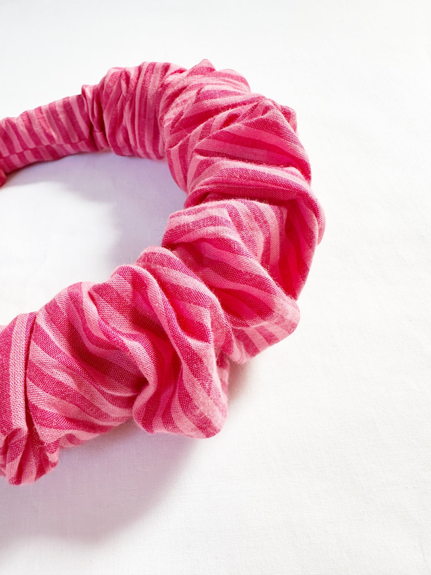 Ruffle Headband in pink stripe