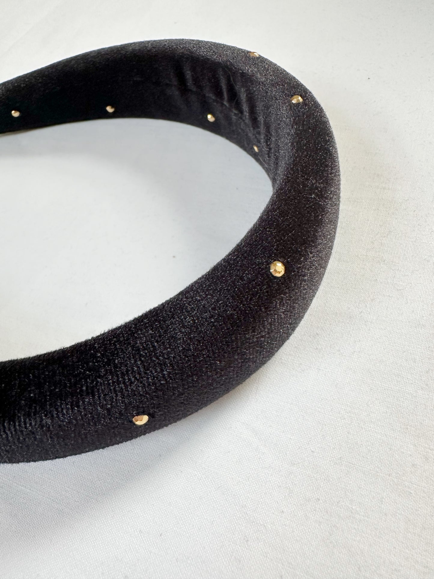 Classic Headband in gold studded black velvet