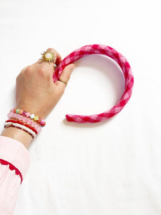 Classic Headband in pink gingham