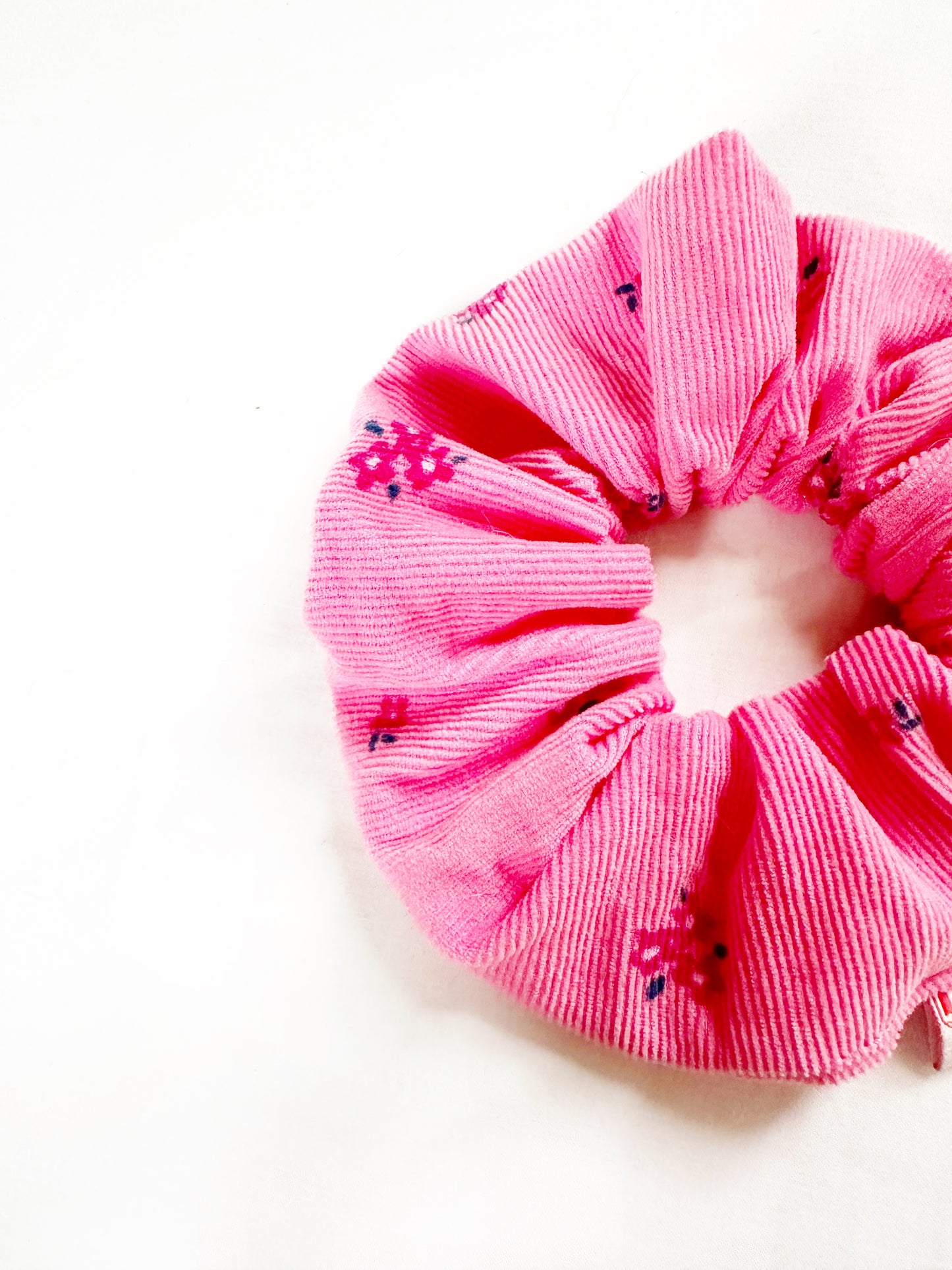 OG scrunchie in pink floral cord