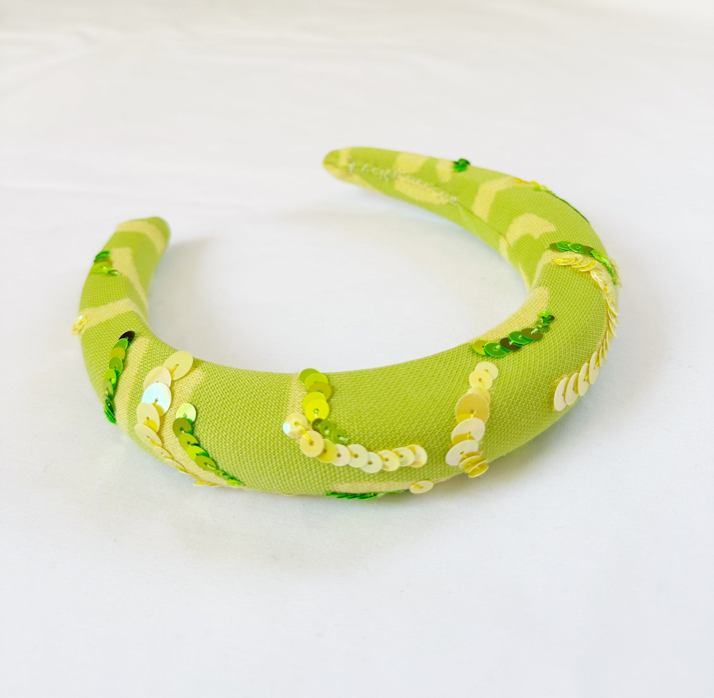 The Amalfi - Padded Headband in lime & yellow with sequins