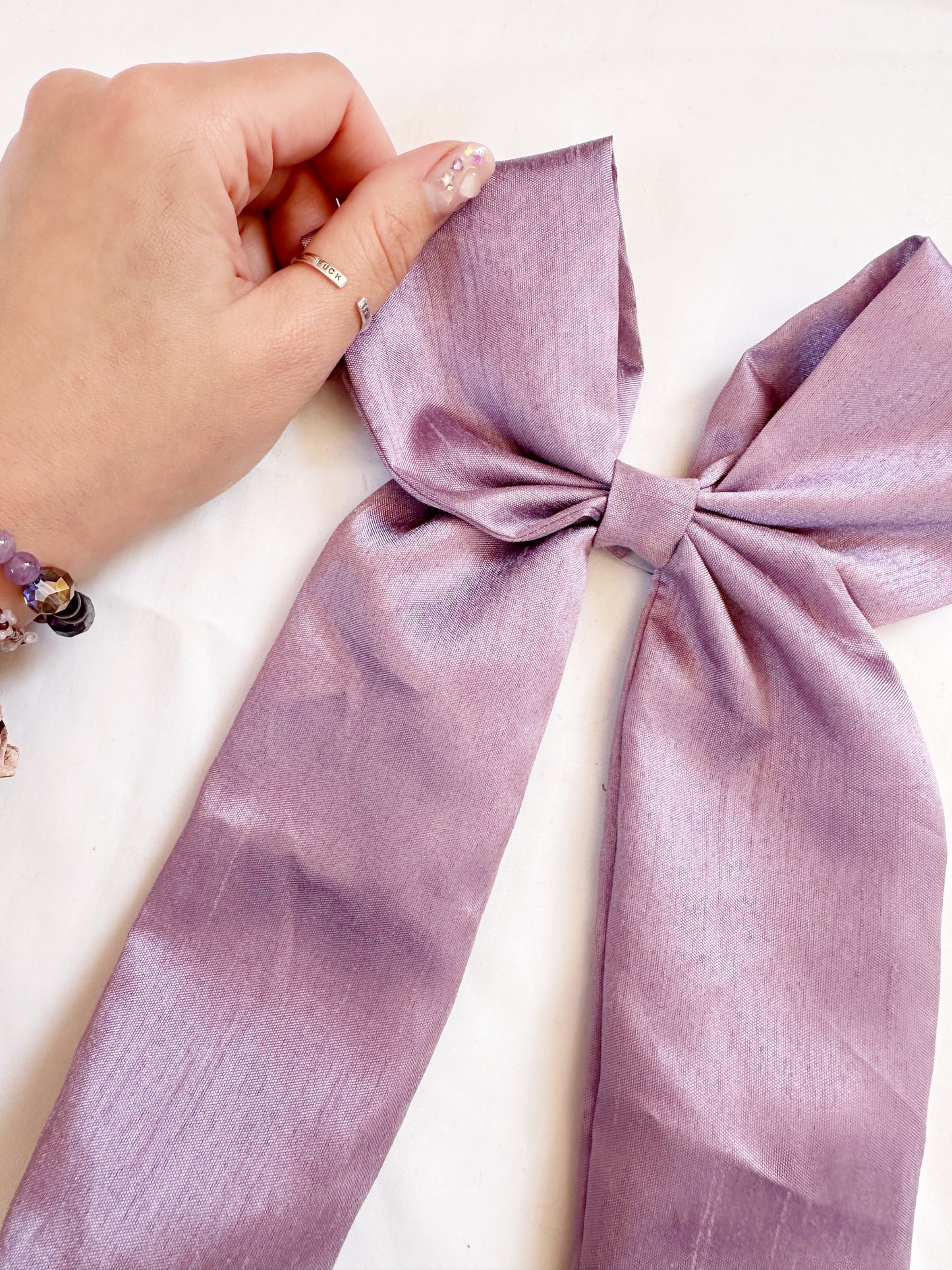 POWER Hair Bow in lilac silk