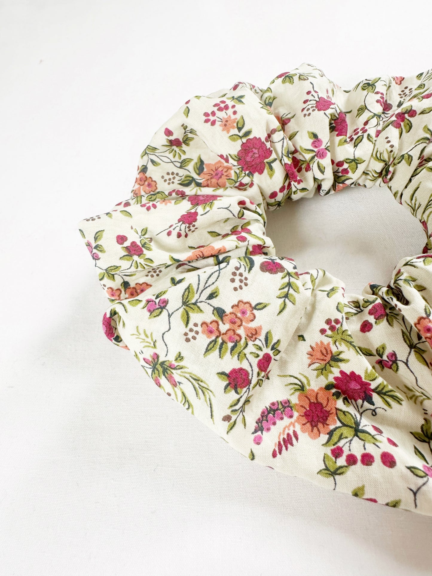 Liberty OG (regular) scrunchie in pink and green floral