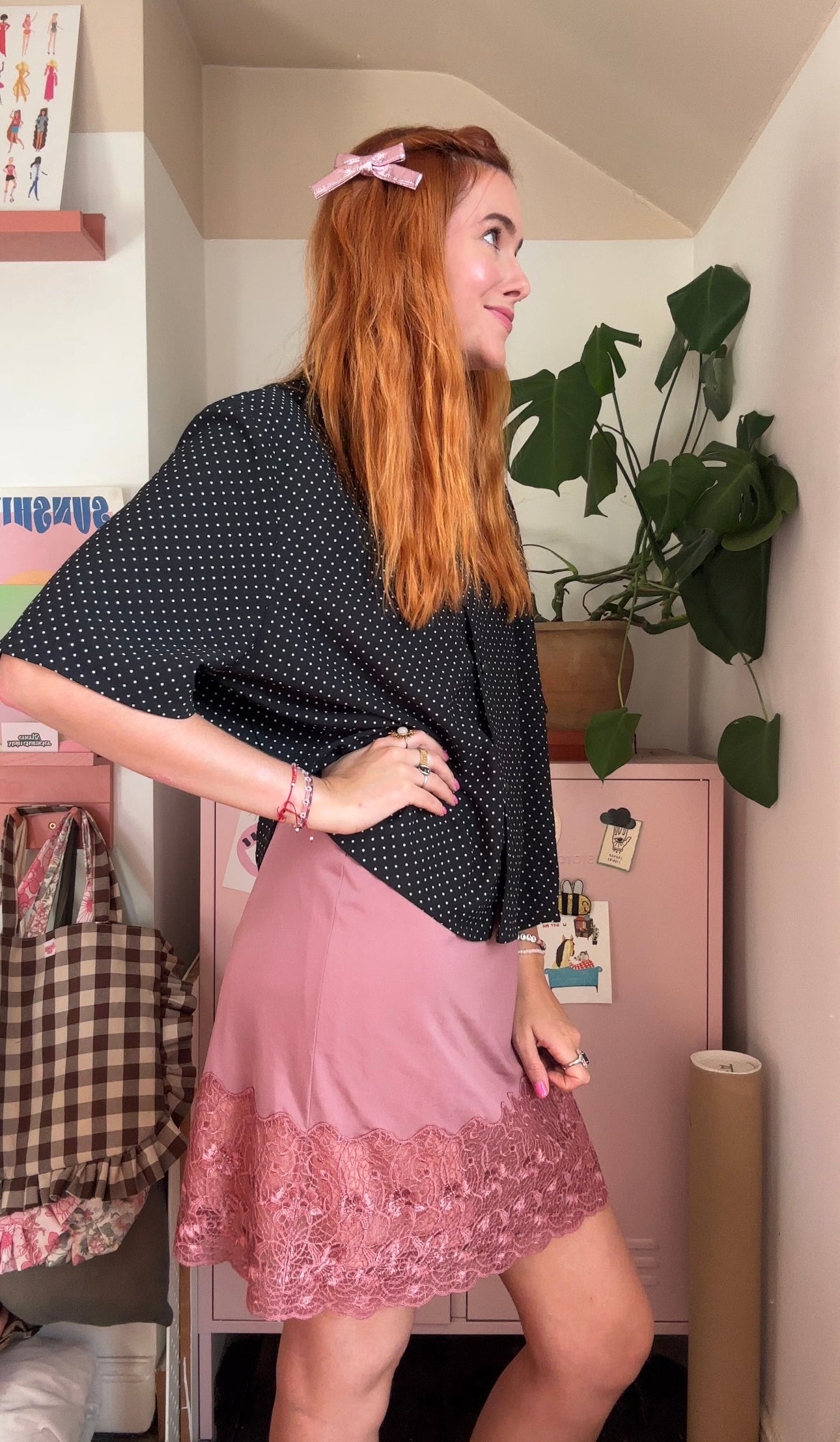 Bonnie mini hair bows in metallic pink