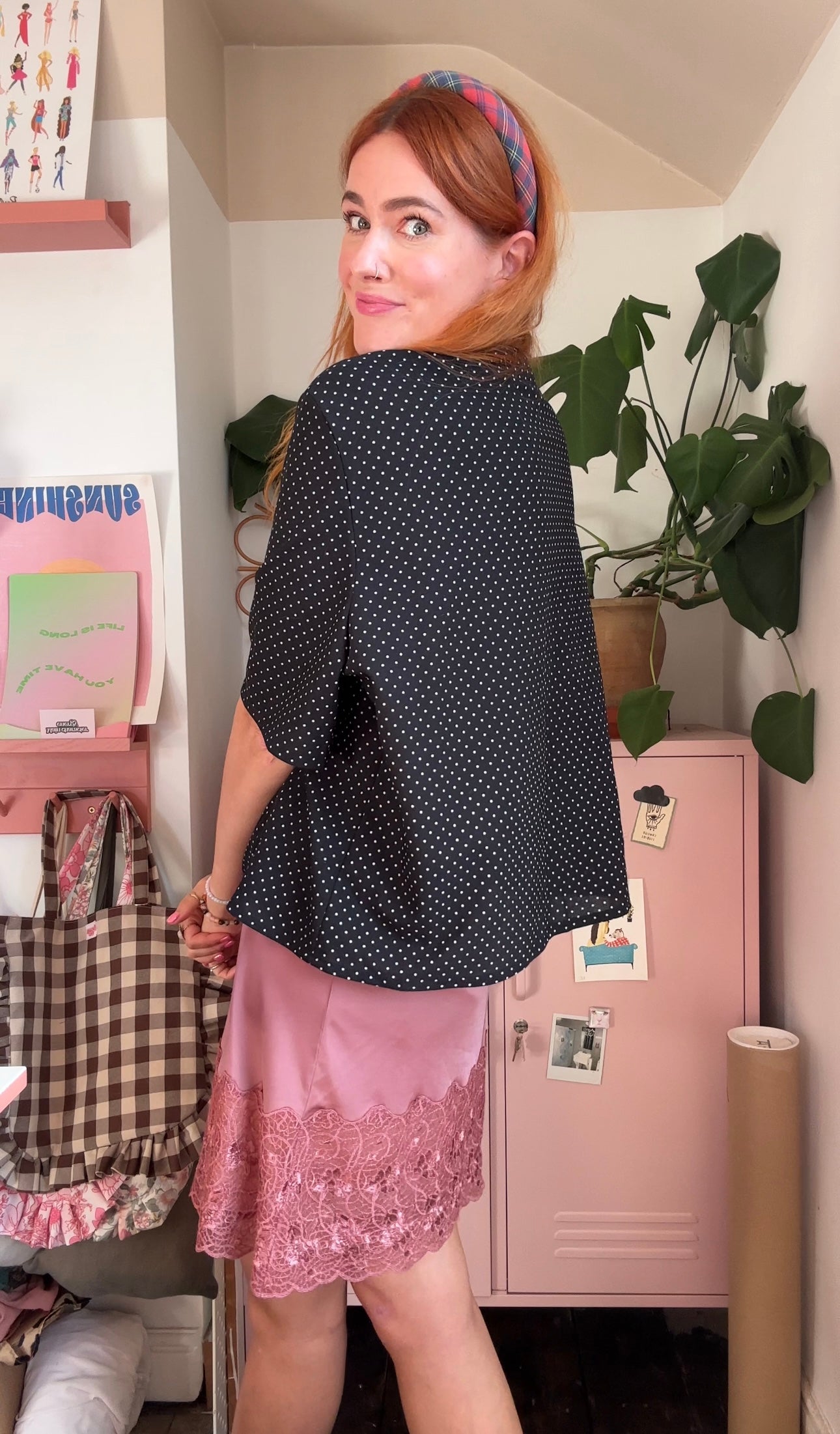 Classic Headband in red and green tartan