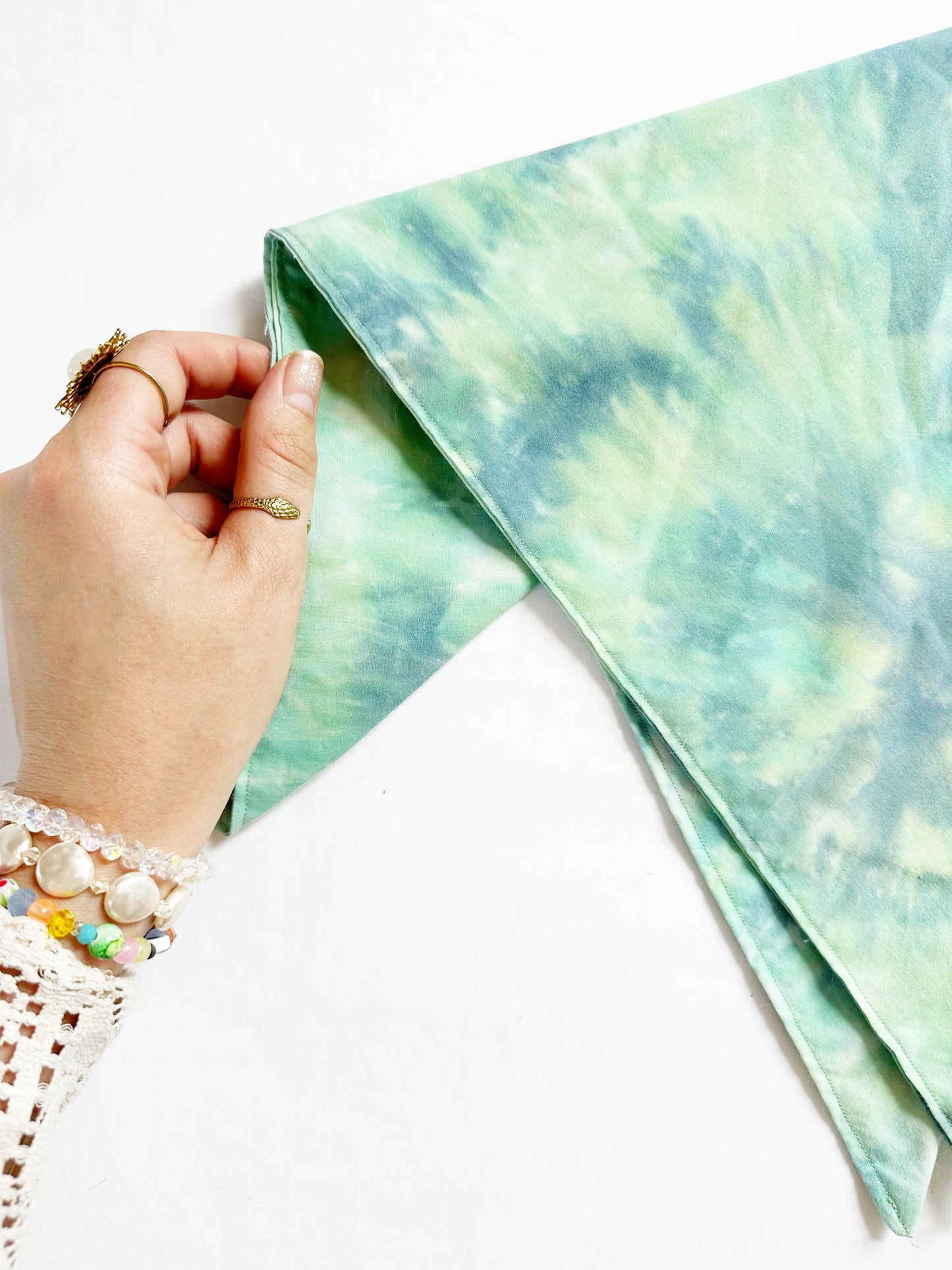 Bandana & neck scarf in green tie dye