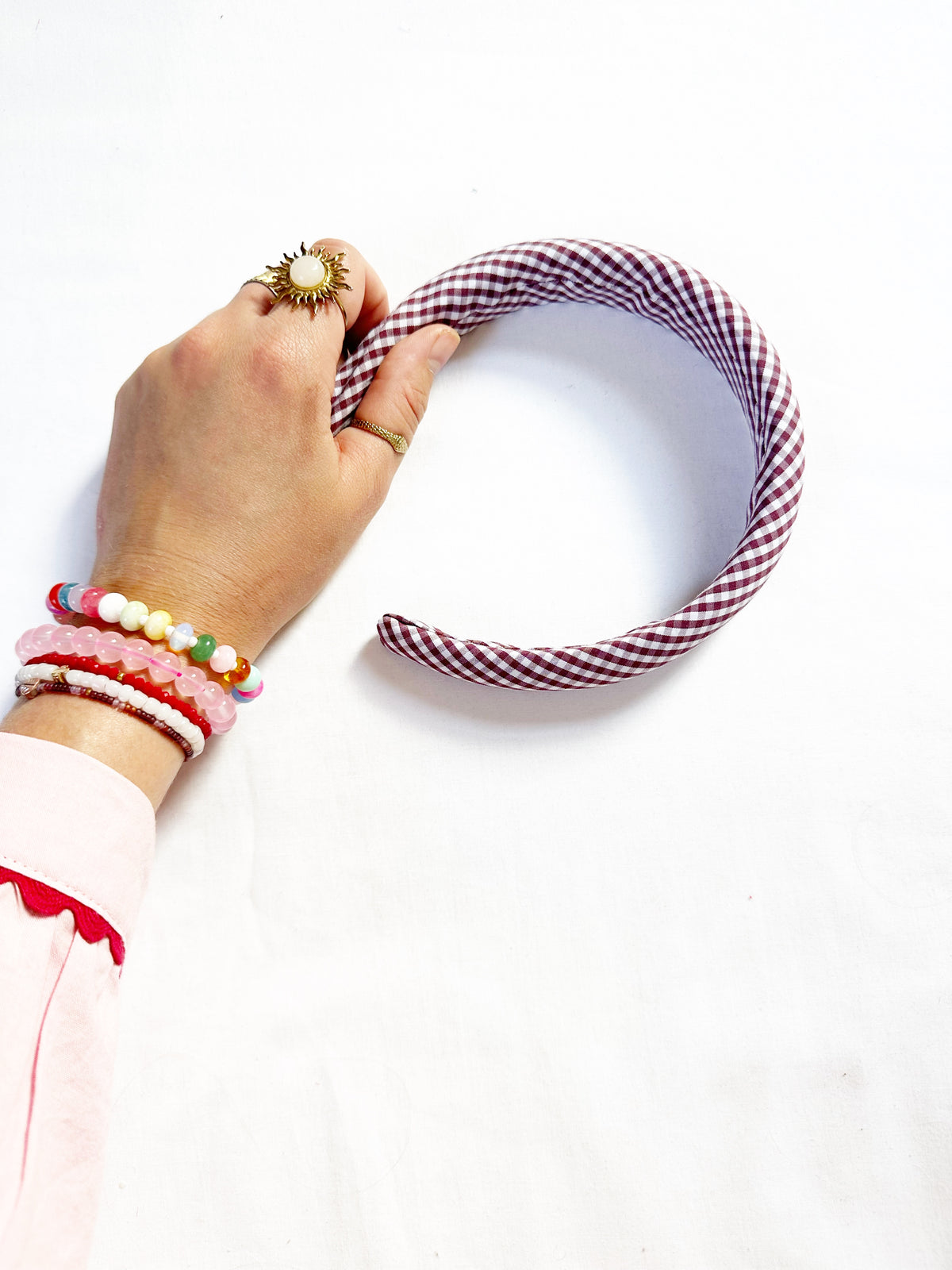 Classic Headband in burgundy gingham