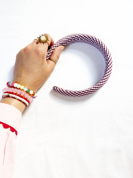 Classic Headband in burgundy gingham