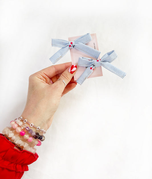 Bonnie mini hair bows in cherry print