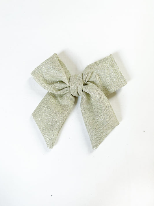 Hair Bow in silver glitter