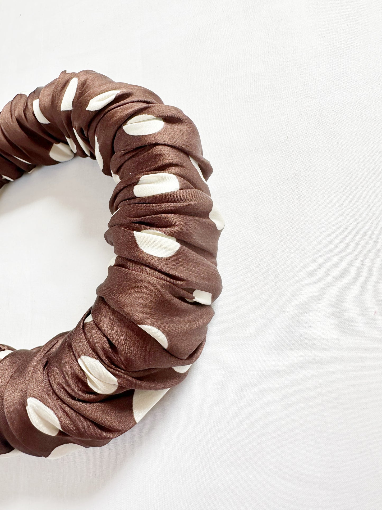 Ruffle Headband in brown polka dot