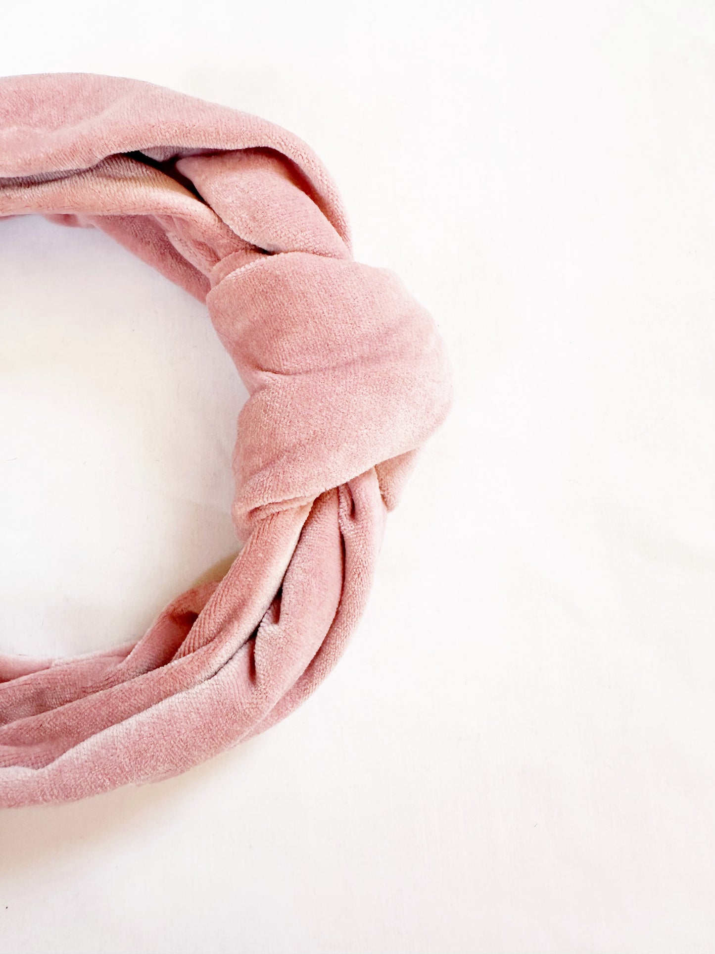 Knotted Headband in blush velvet