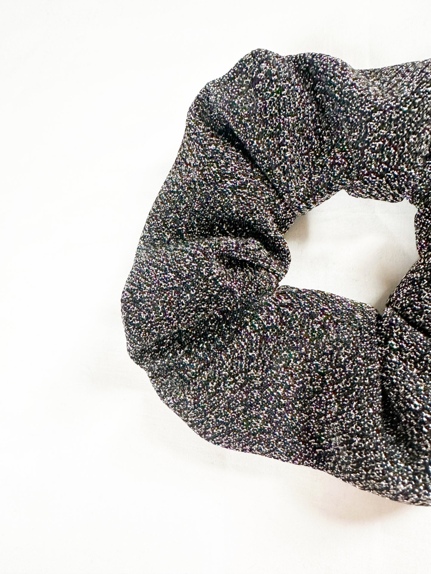 OG scrunchie in silver glitter