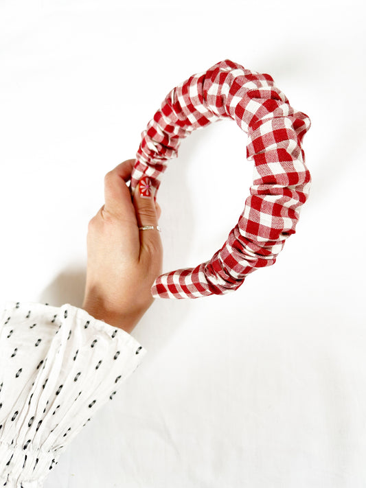 Ruffle Headband in red gingham