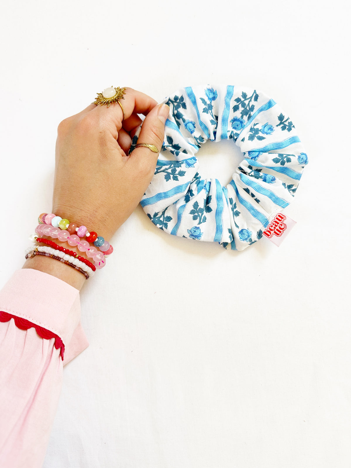 OG scrunchie in vintage blue rose