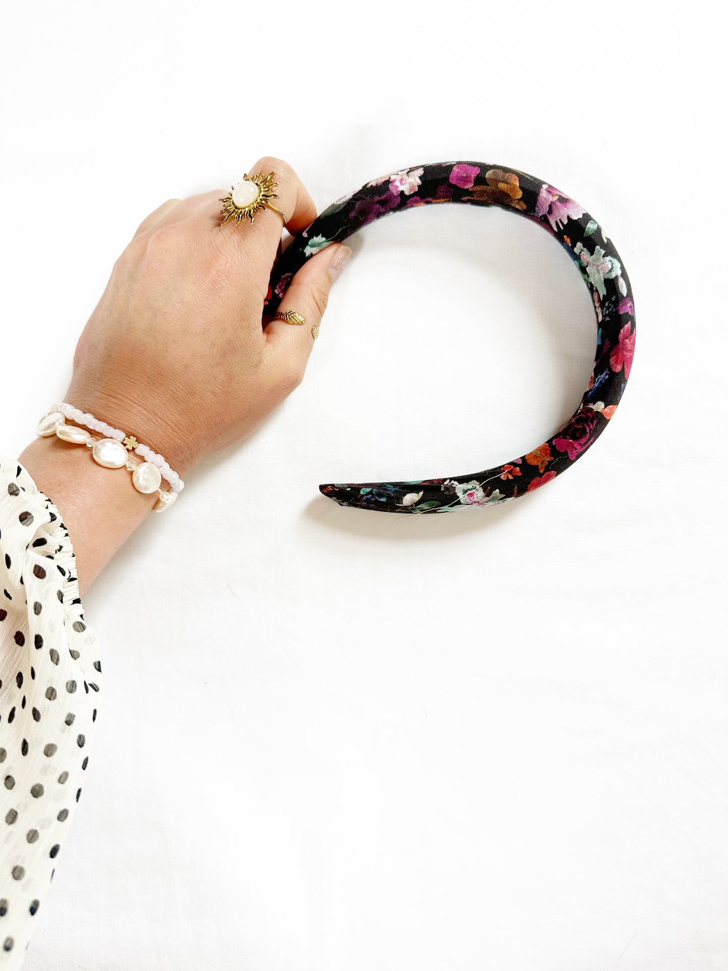 Liberty Classic Headband in brown red floral