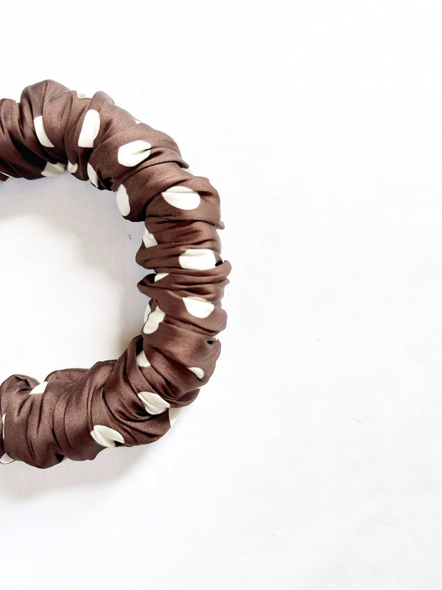 Ruffle Headband in brown polka dot