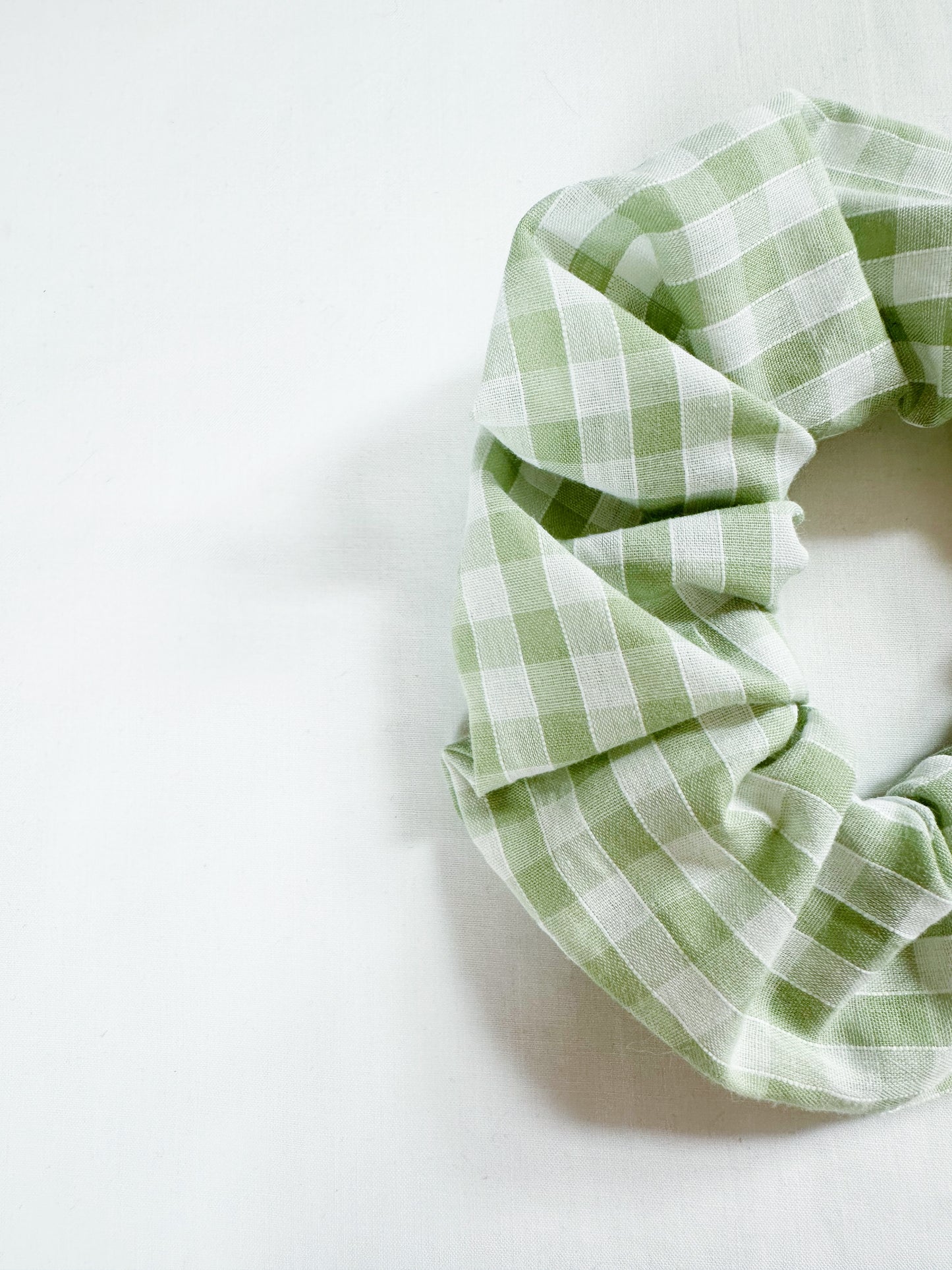 OG scrunchie in green gingham