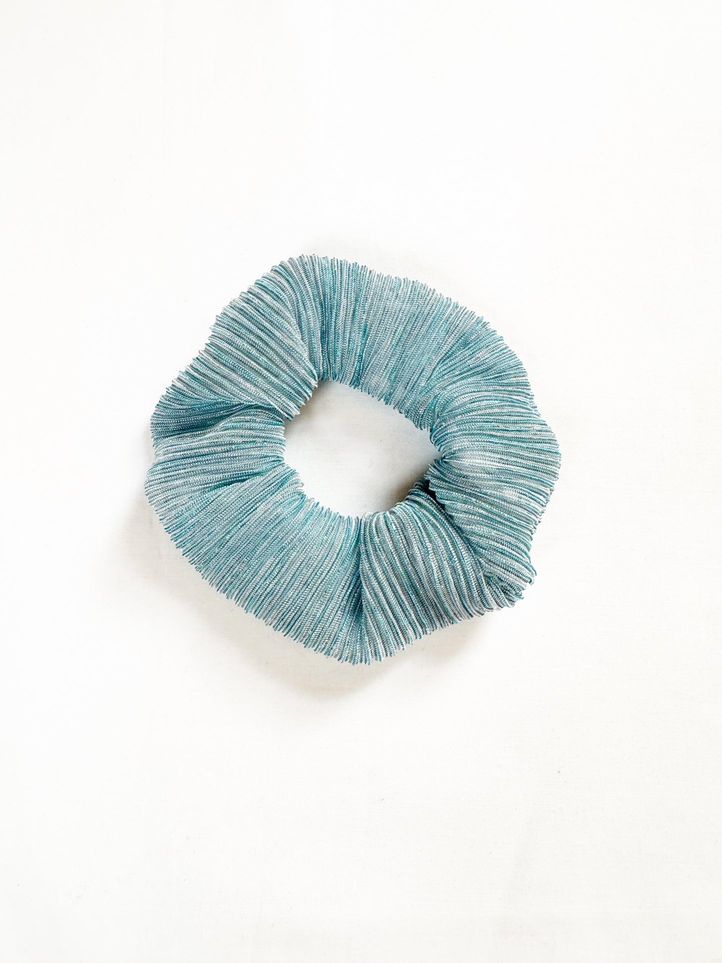 OG scrunchie in blue sparkly plissé