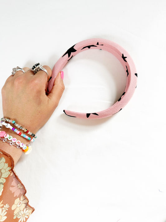 Classic Headband in pink and black star print