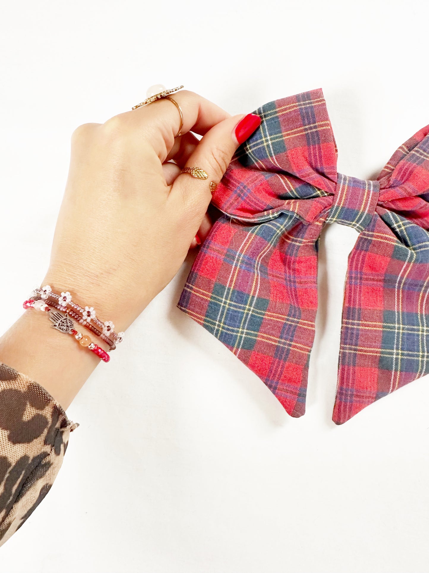 Beau hair bow in tartan