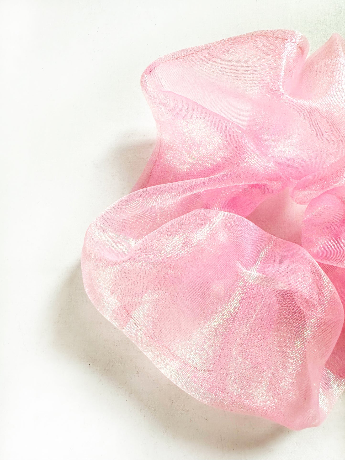 Oversized sheer scrunchie in shimmery pink