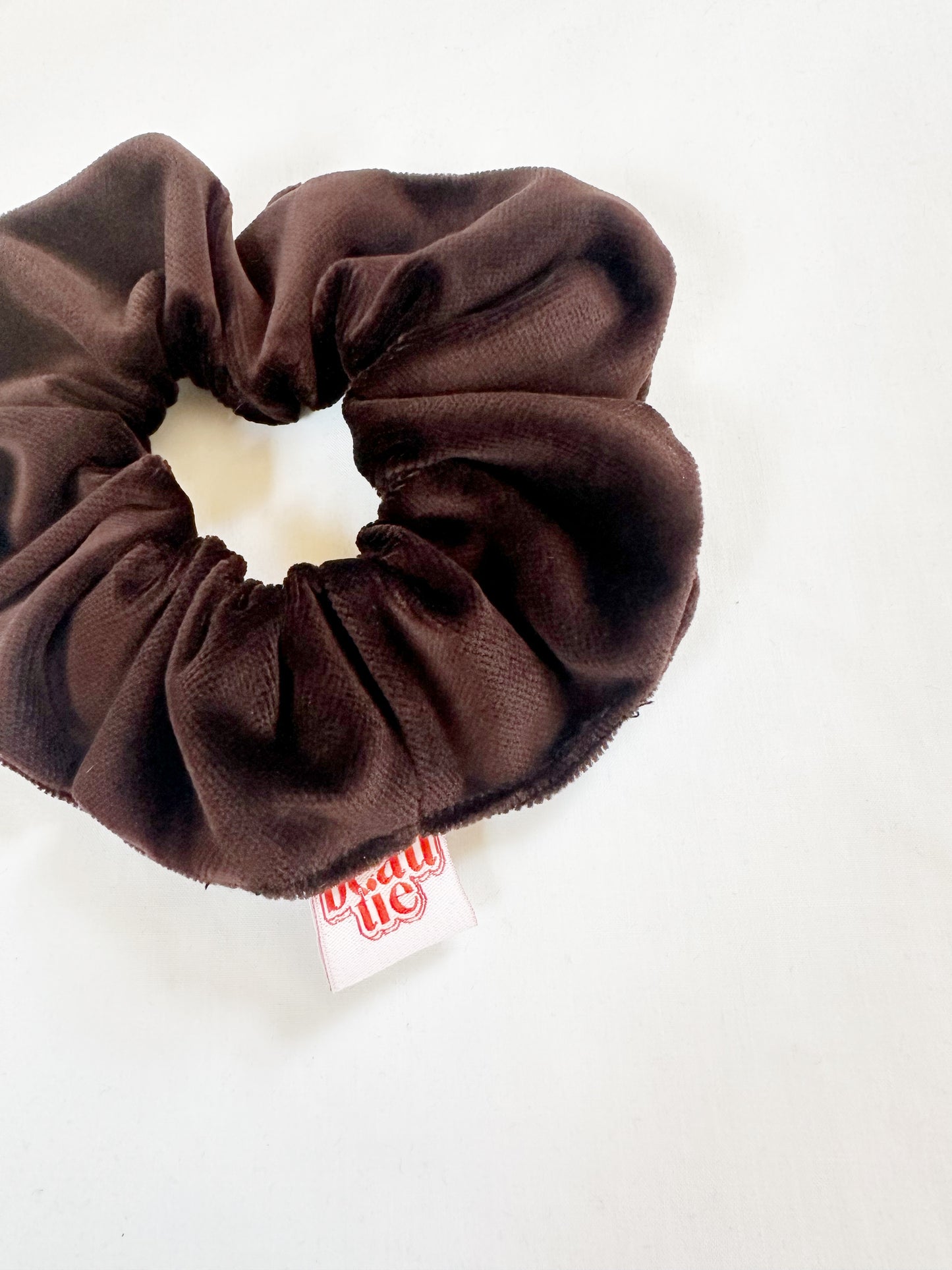 OG scrunchie in chocolate brown velvet