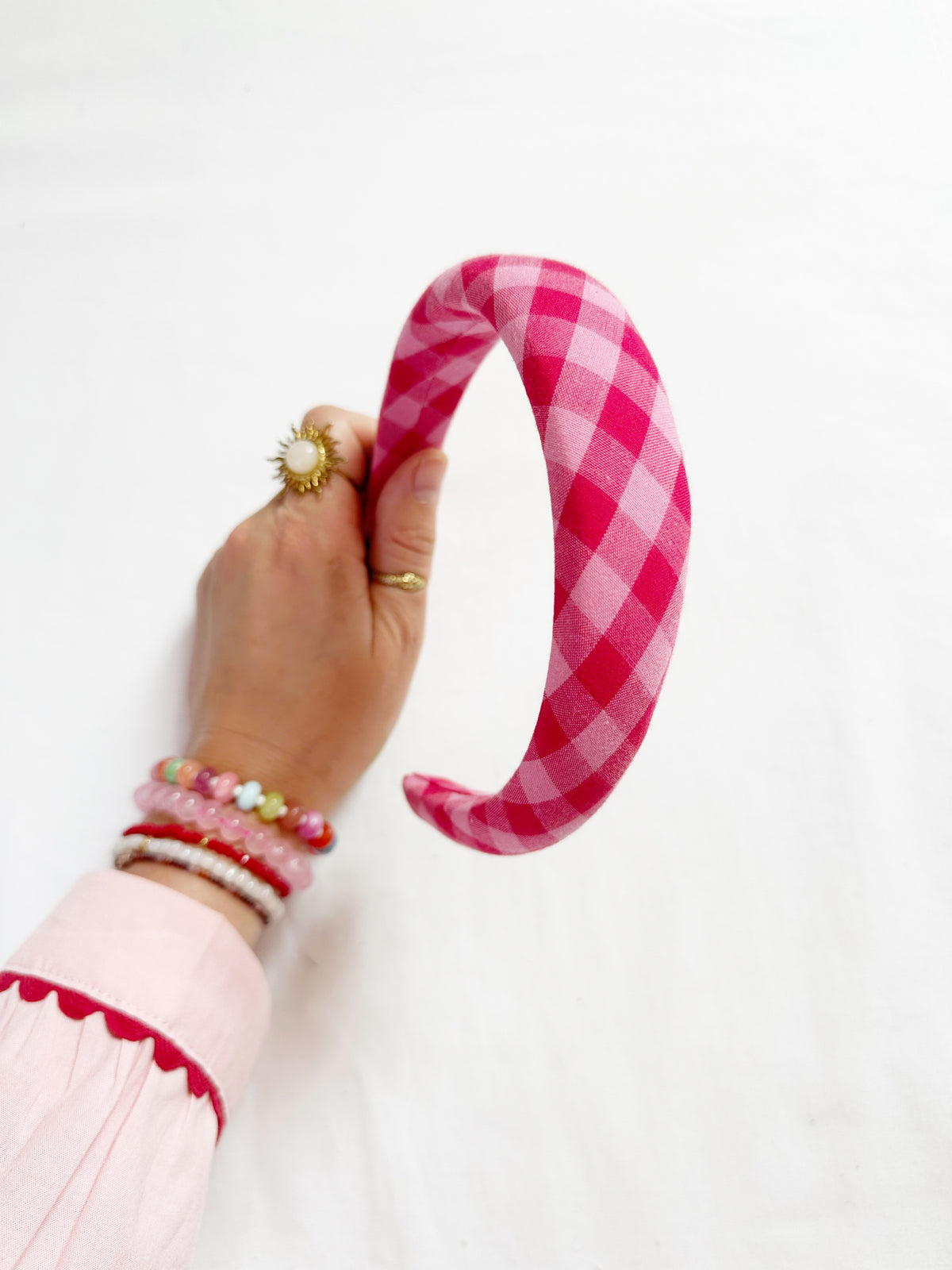 Classic Headband in pink gingham