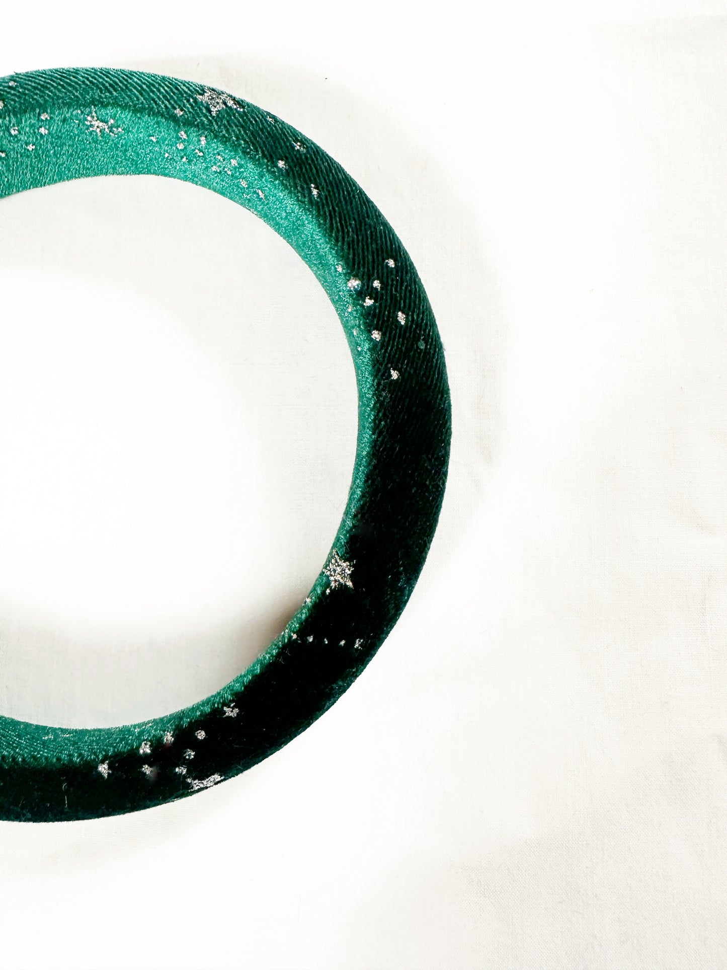 Classic Headband in green star velvet