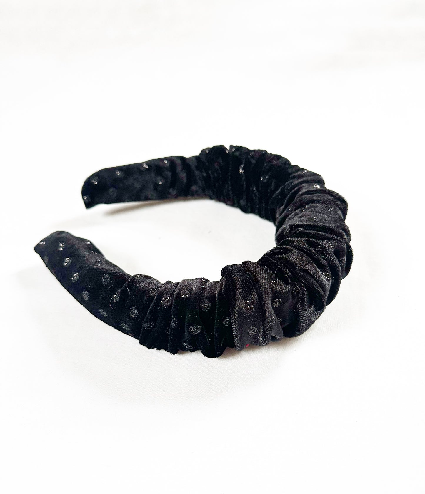 Ruffle Headband in black velvet sparkle