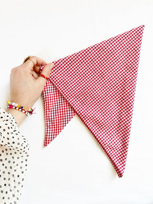 Bandana & neck scarf in red white gingham